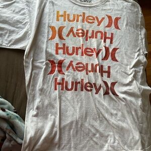 Hurley White Tee with Red and Orange Logo
